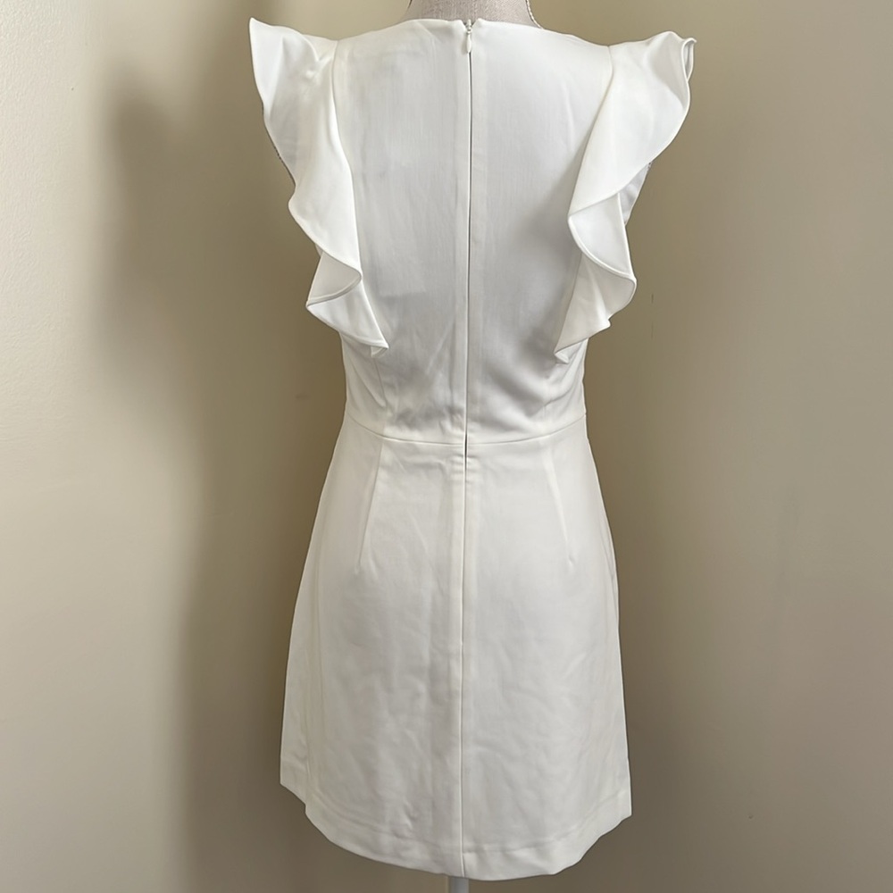 ๐ French Connection White Mini Dress with Ruffle Sleeves - Picture 9 of 15